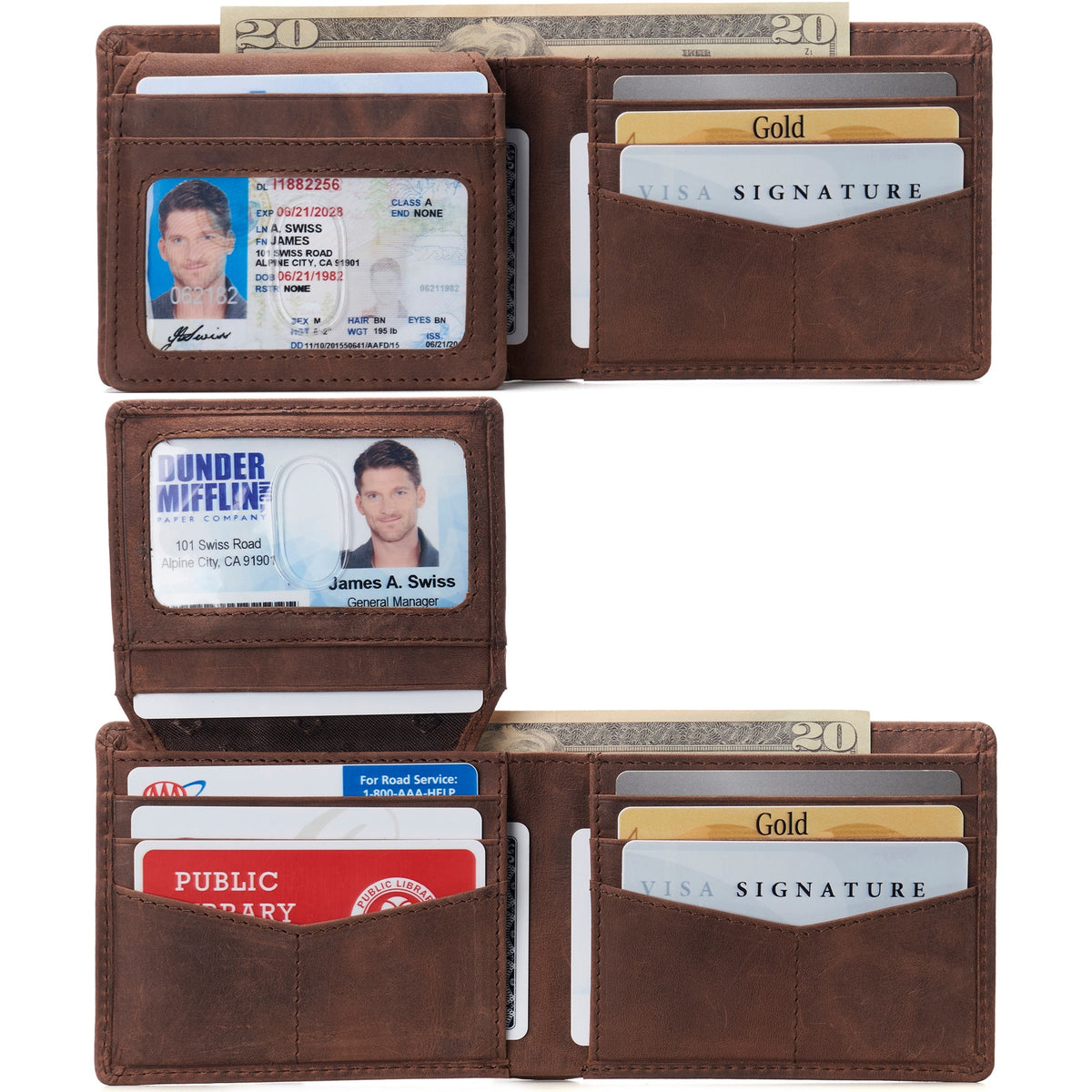 Alpine Swiss Connor Executive Bifold Wallet – Nubuck Tan