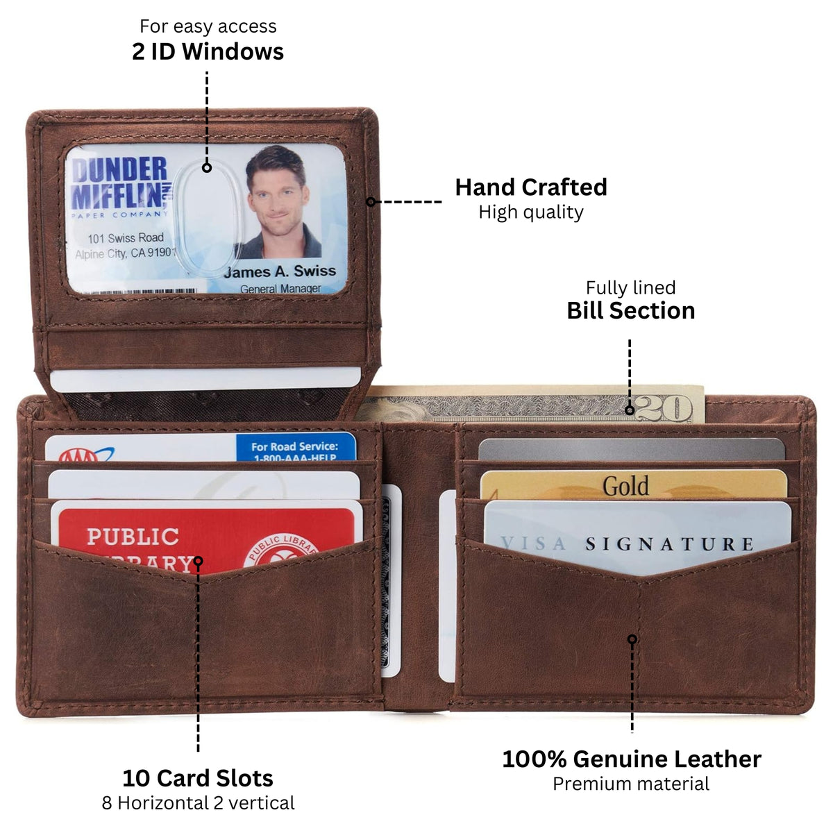 Alpine Swiss Connor Executive Bifold Wallet – Nubuck Tan