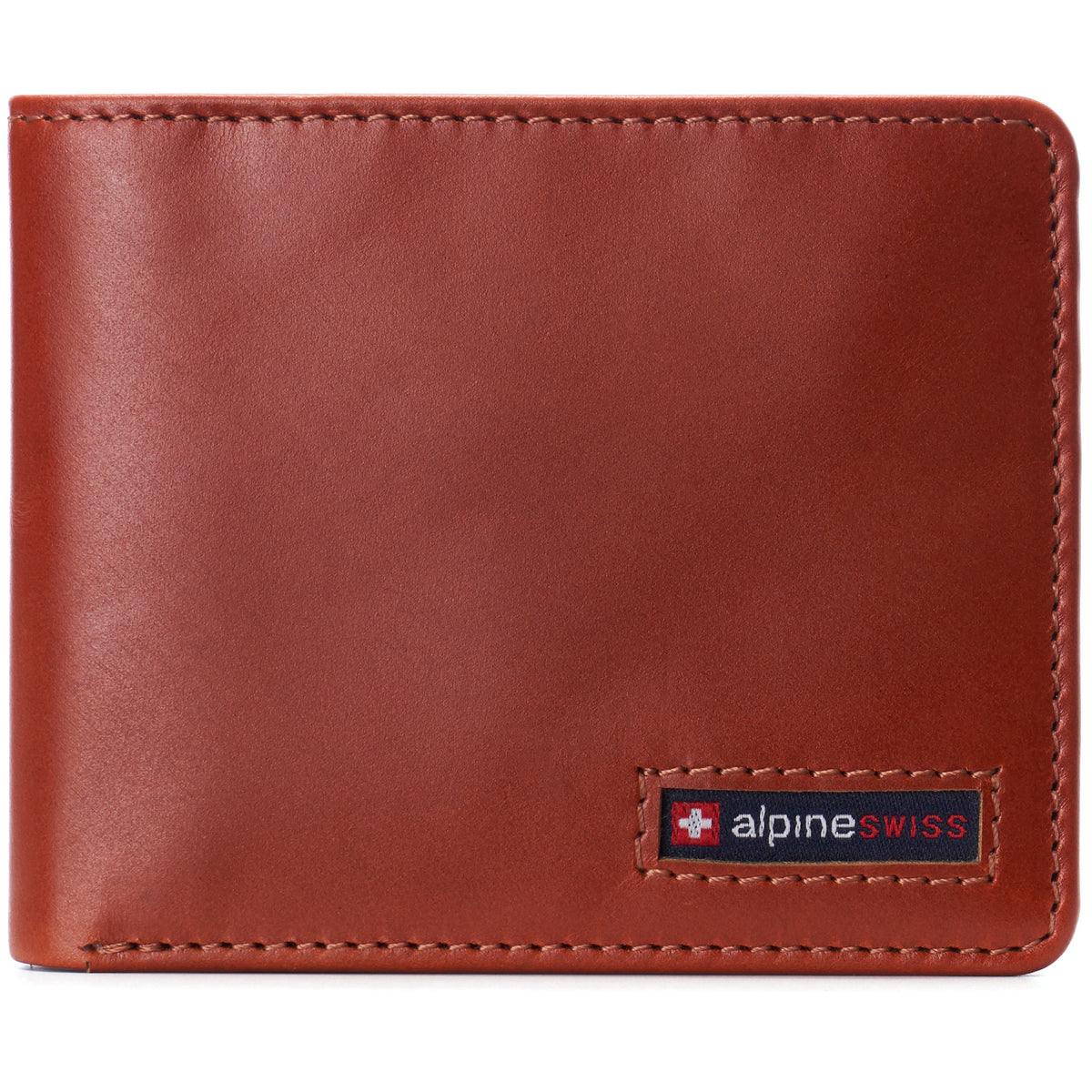 Alpine Swiss Connor Executive Bifold Wallet – Glossy Nappa Tan