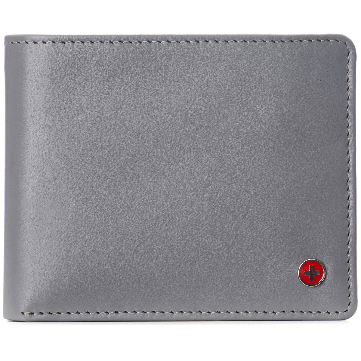 Alpine Swiss Wallet for Men Nolan Commuter Bifold Dual ID Windows for License Work – Smooth Finish Gray