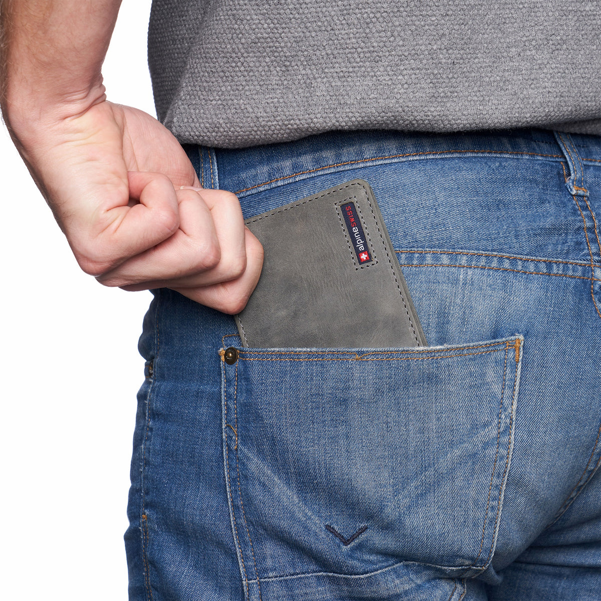 Alpine Swiss Connor Executive Bifold Wallet – Nubuck Gray