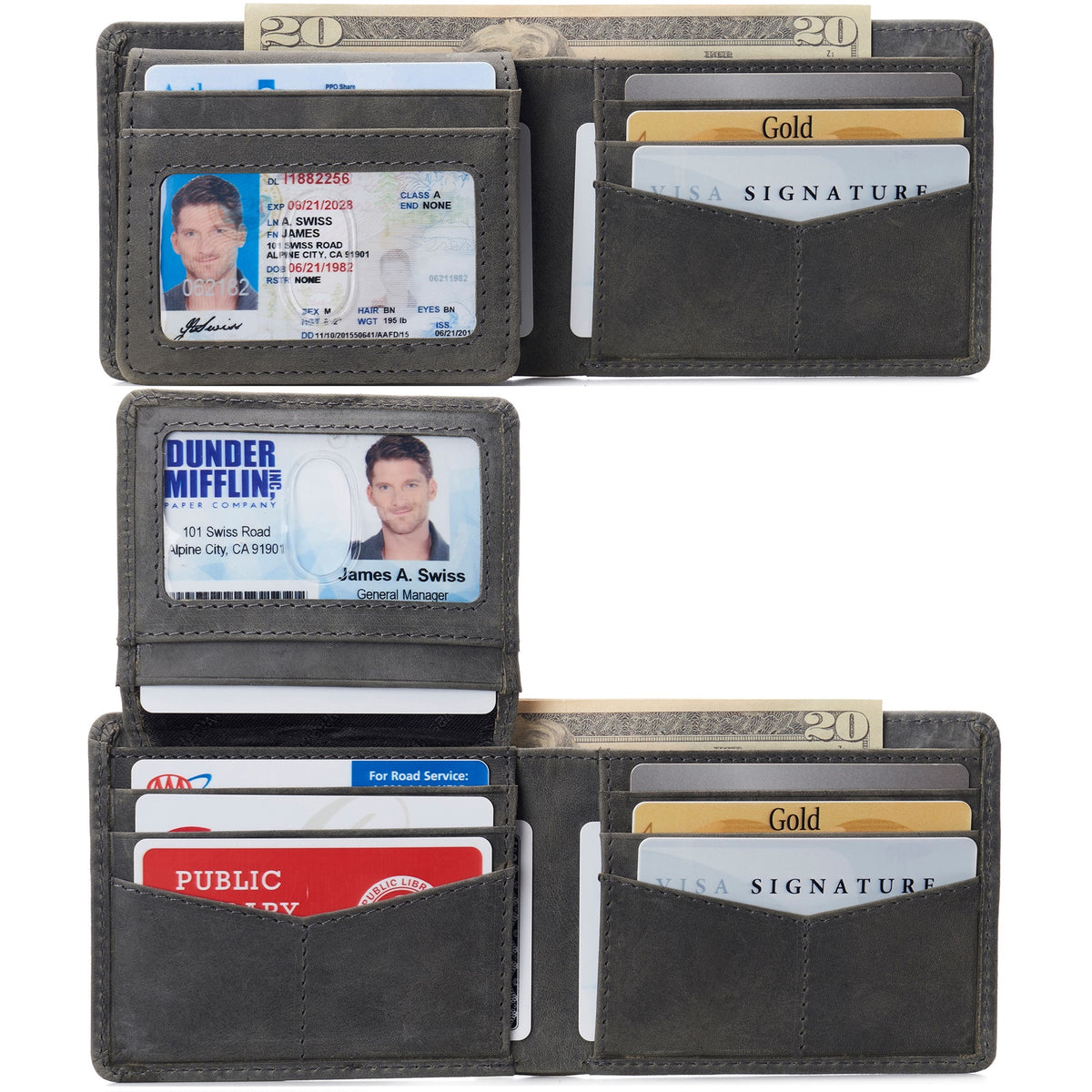 Alpine Swiss Connor Executive Bifold Wallet – Nubuck Gray