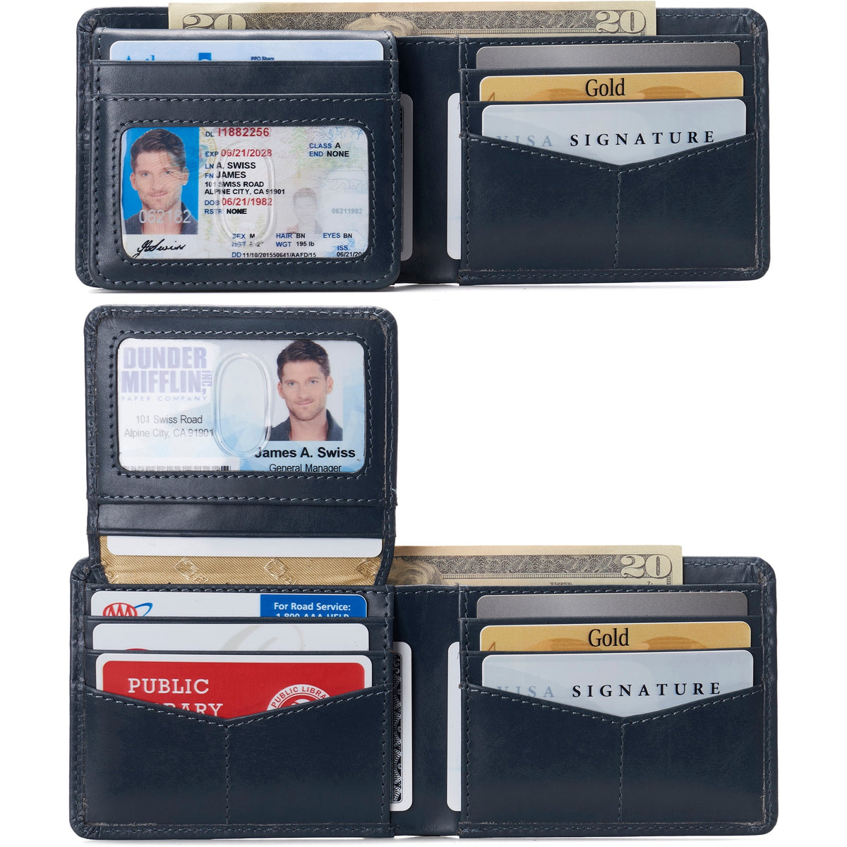 Alpine Swiss Connor Executive Bifold Wallet – Glossy Nappa Teal