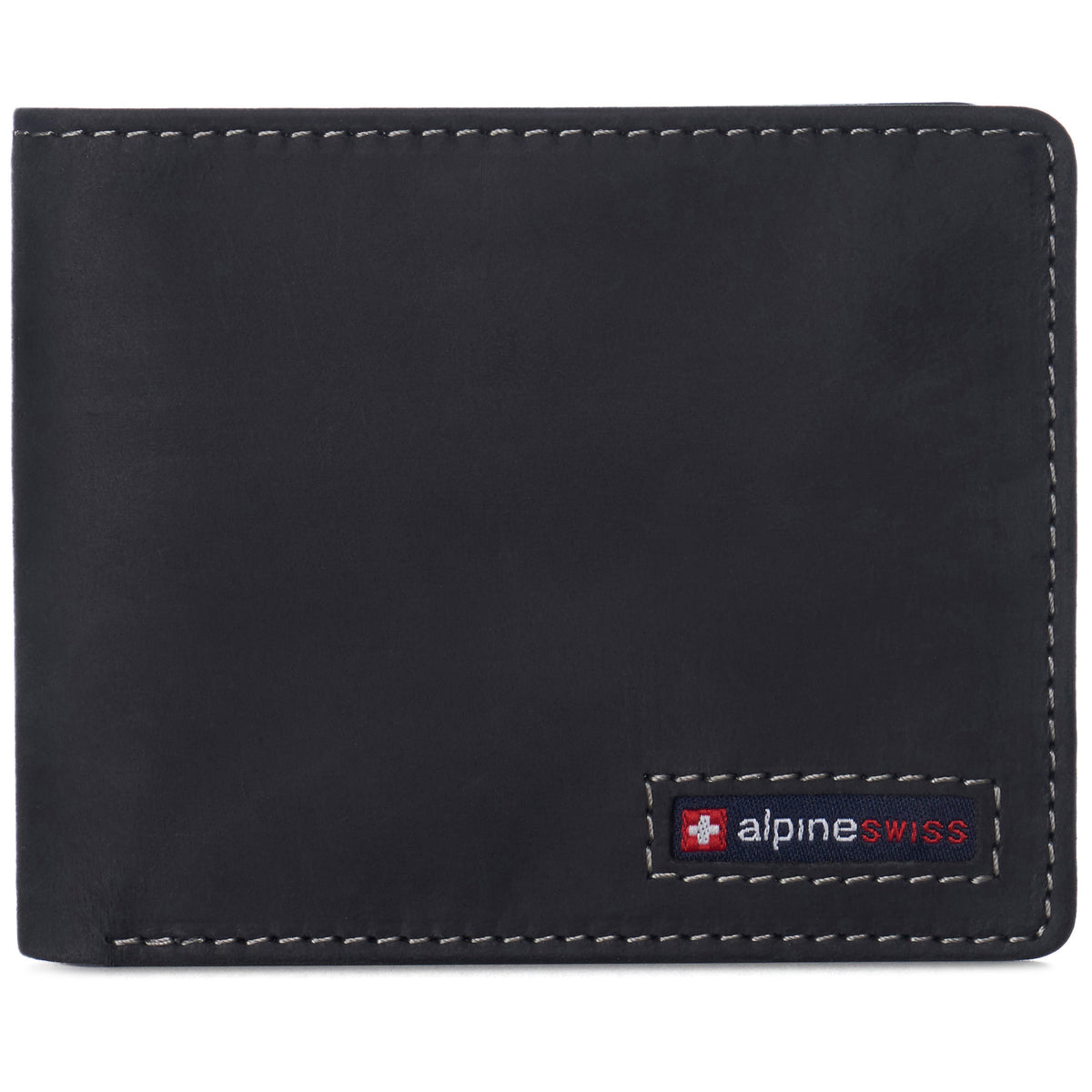 Alpine Swiss Mens Wallet for Men RFID Protected Leather Mens Wallet Spencer Bifold – Nubuck Black