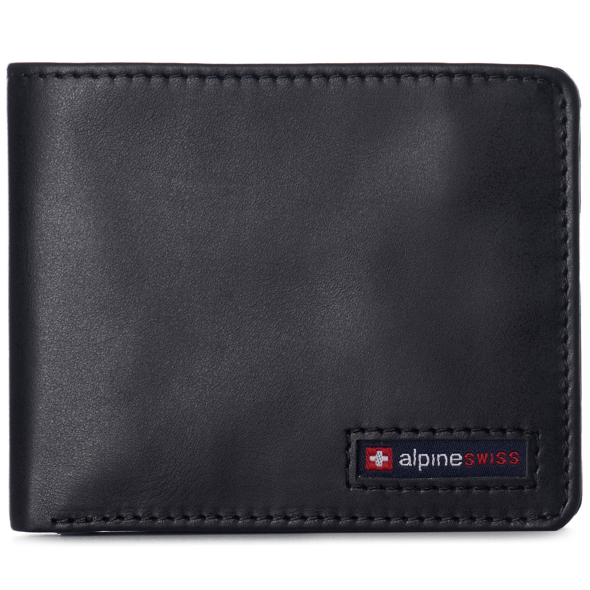 Alpine Swiss Mens Wallet for Men RFID Protected Leather Mens Wallet Spencer Bifold – Glossy Nappa Black
