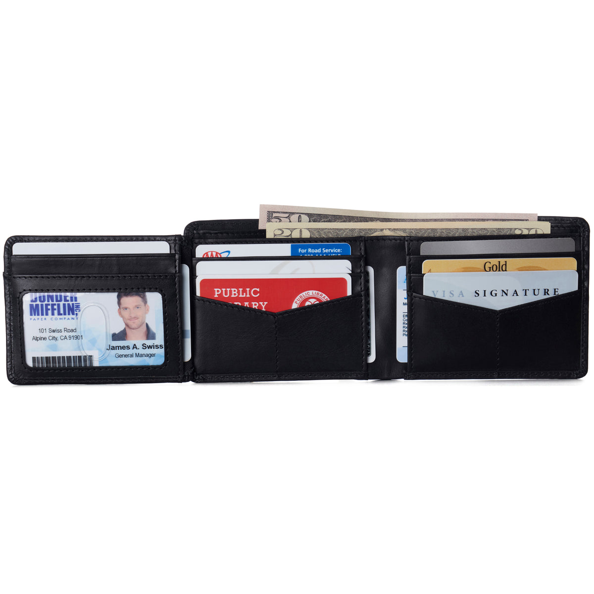 Alpine Swiss Mens Wallet for Men RFID Protected Leather Mens Wallet Spencer Bifold – Glossy Nappa Black