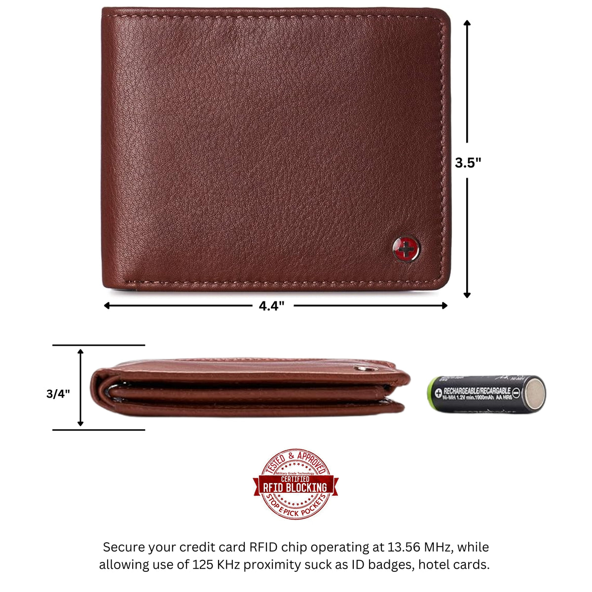 Alpine Swiss Mens Wallet for Men RFID Protected Leather Mens Wallet Spencer Bifold – Tan