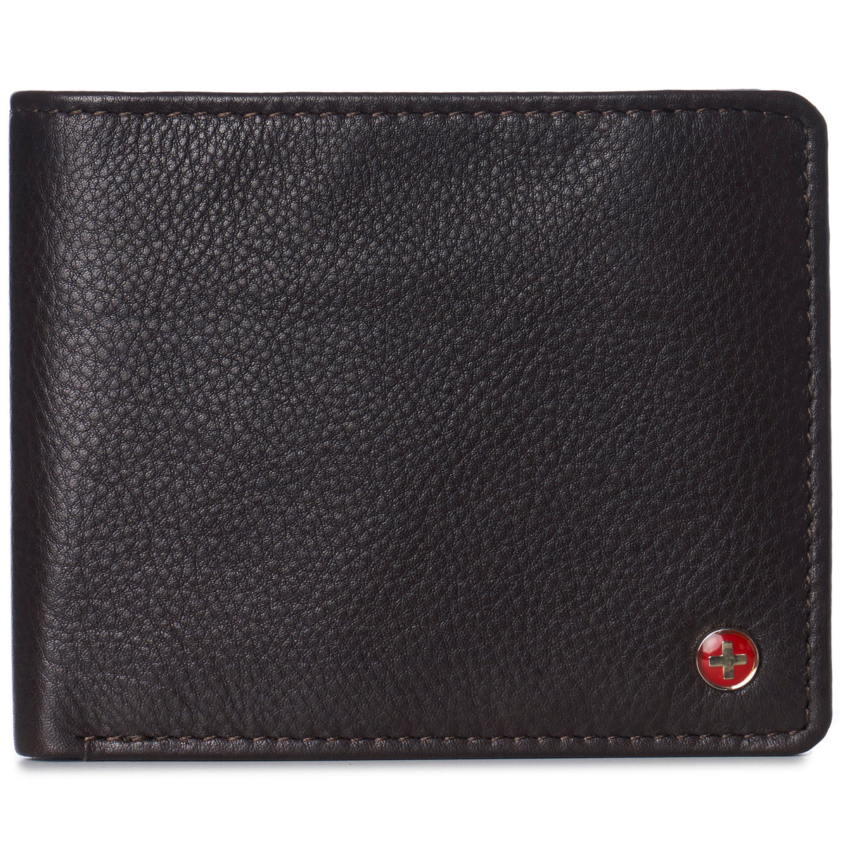 Alpine Swiss Wallet for Men Nolan Commuter Bifold Dual ID Windows for License Work – Brown