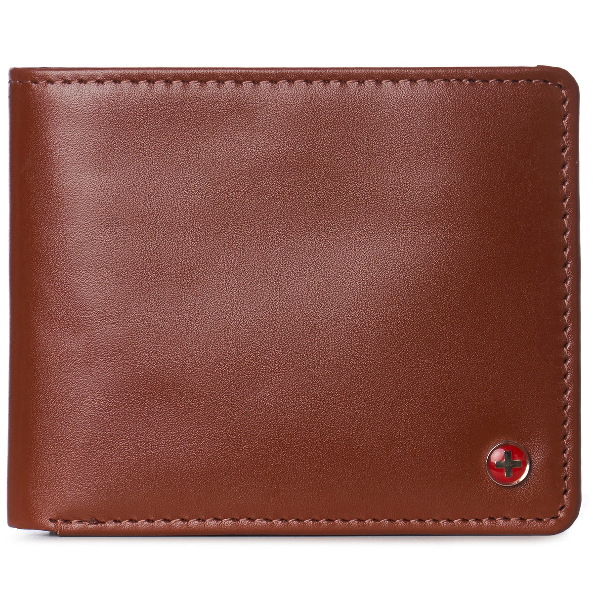 Alpine Swiss Wallet for Men Nolan Commuter Bifold Dual ID Windows for License Work – Smooth Finish Tan