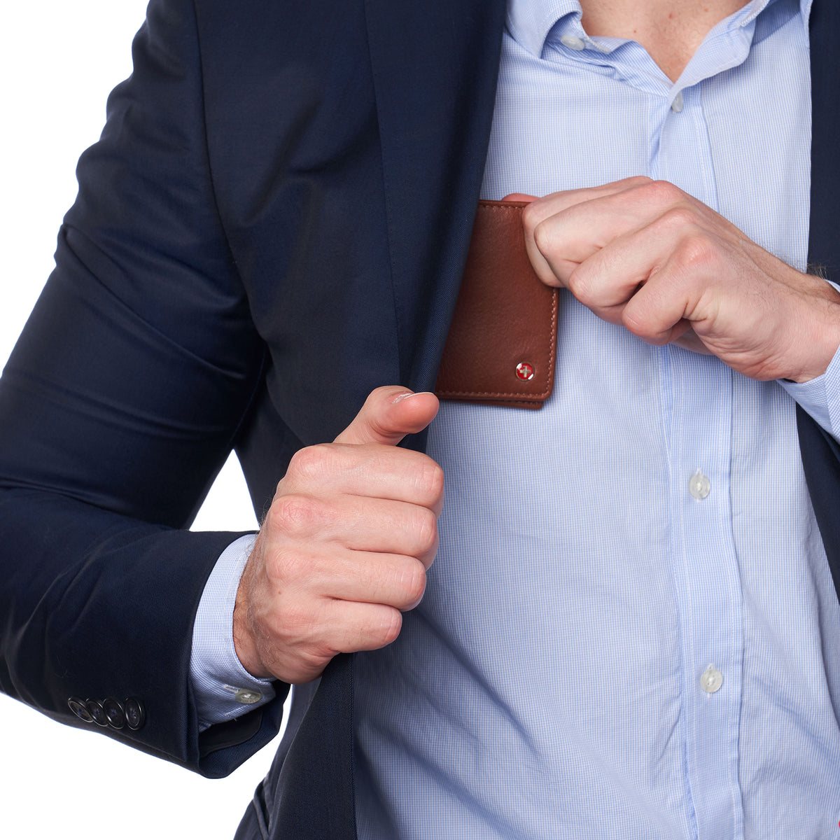 Alpine Swiss Wallet for Men Nolan Commuter Bifold Dual ID Windows for License Work – Tan
