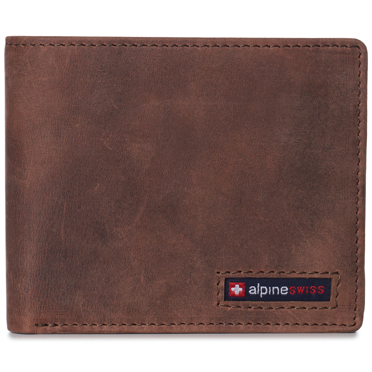 Alpine Swiss Wallet for Men Nolan Commuter Bifold Dual ID Windows for License Work – Nubuck Tan
