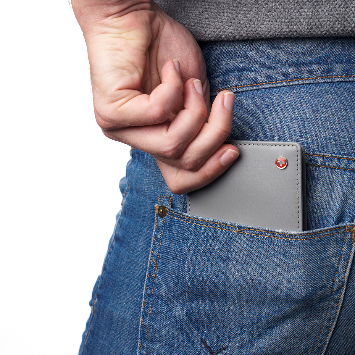 Alpine Swiss Wallet for Men Nolan Commuter Bifold Dual ID Windows for License Work – Smooth Finish Gray