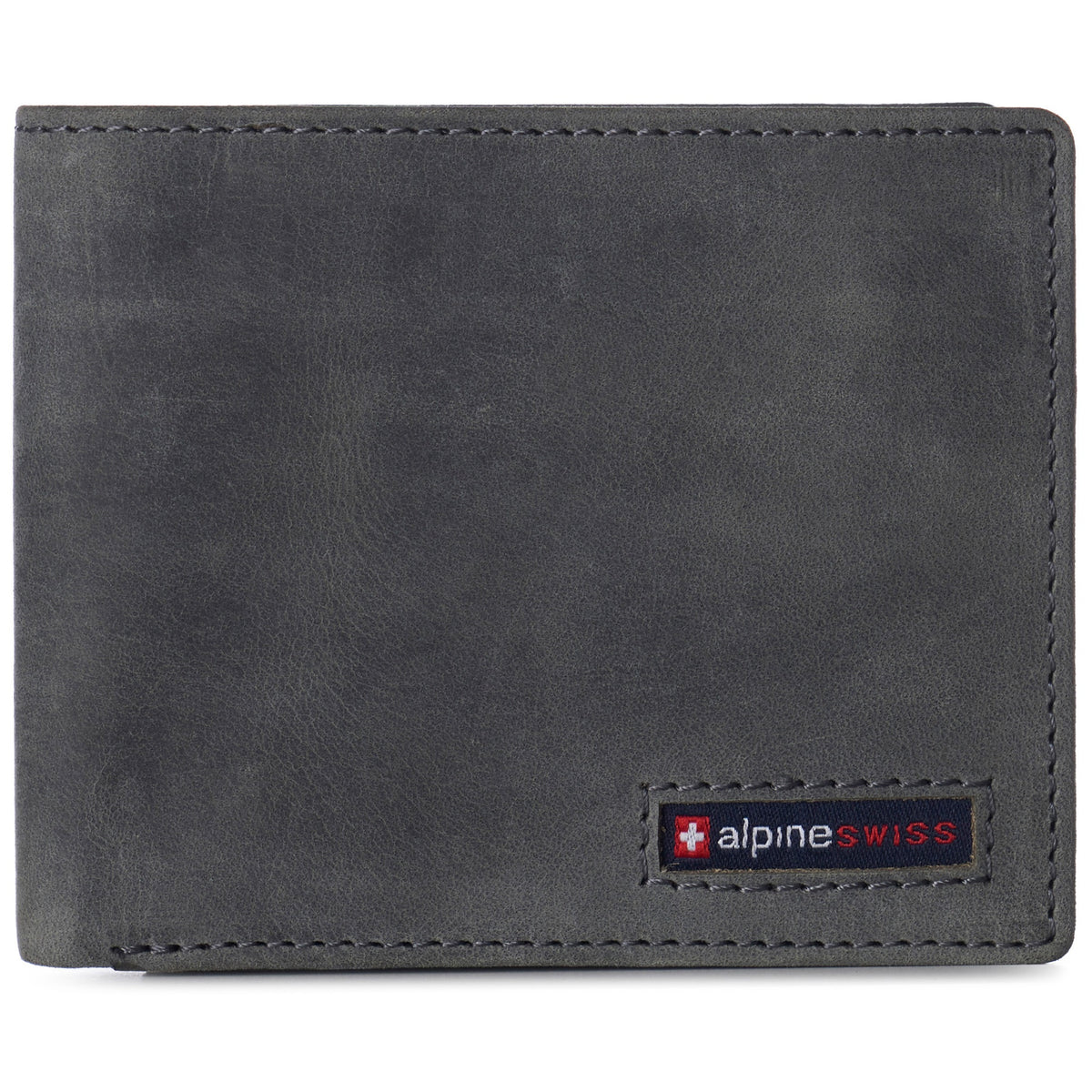 Alpine Swiss Wallet for Men Nolan Commuter Bifold Dual ID Windows for License Work – Nubuck Gray