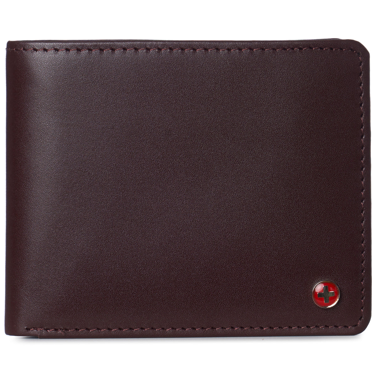 Alpine Swiss Wallet for Men Nolan Commuter Bifold Dual ID Windows for License Work – Smooth Finish Burgundy