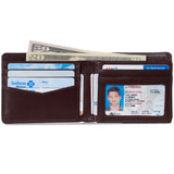 Alpine Swiss Wallet for Men Nolan Commuter Bifold Dual ID Windows for License Work – Smooth Finish Burgundy