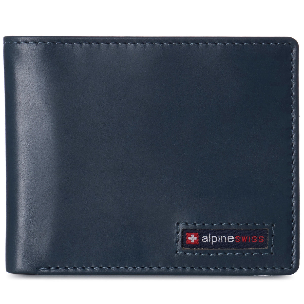Alpine Swiss Wallet for Men Nolan Commuter Bifold Dual ID Windows for License Work – Glossy Nappa Teal