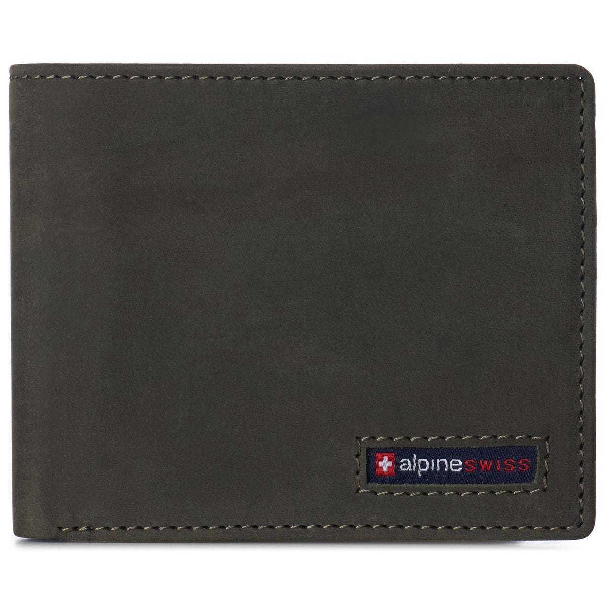 Alpine Swiss Connor Executive Bifold Wallet – Nubuck Olive