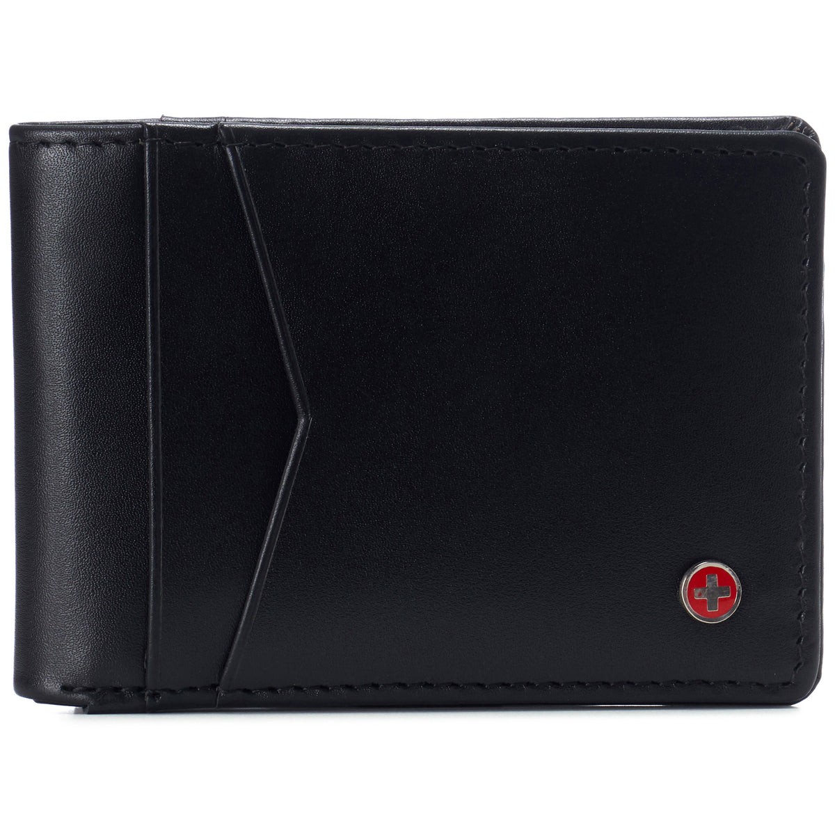 Alpine Swiss Delaney Slim Bifold Wallet – Smooth Finish Black