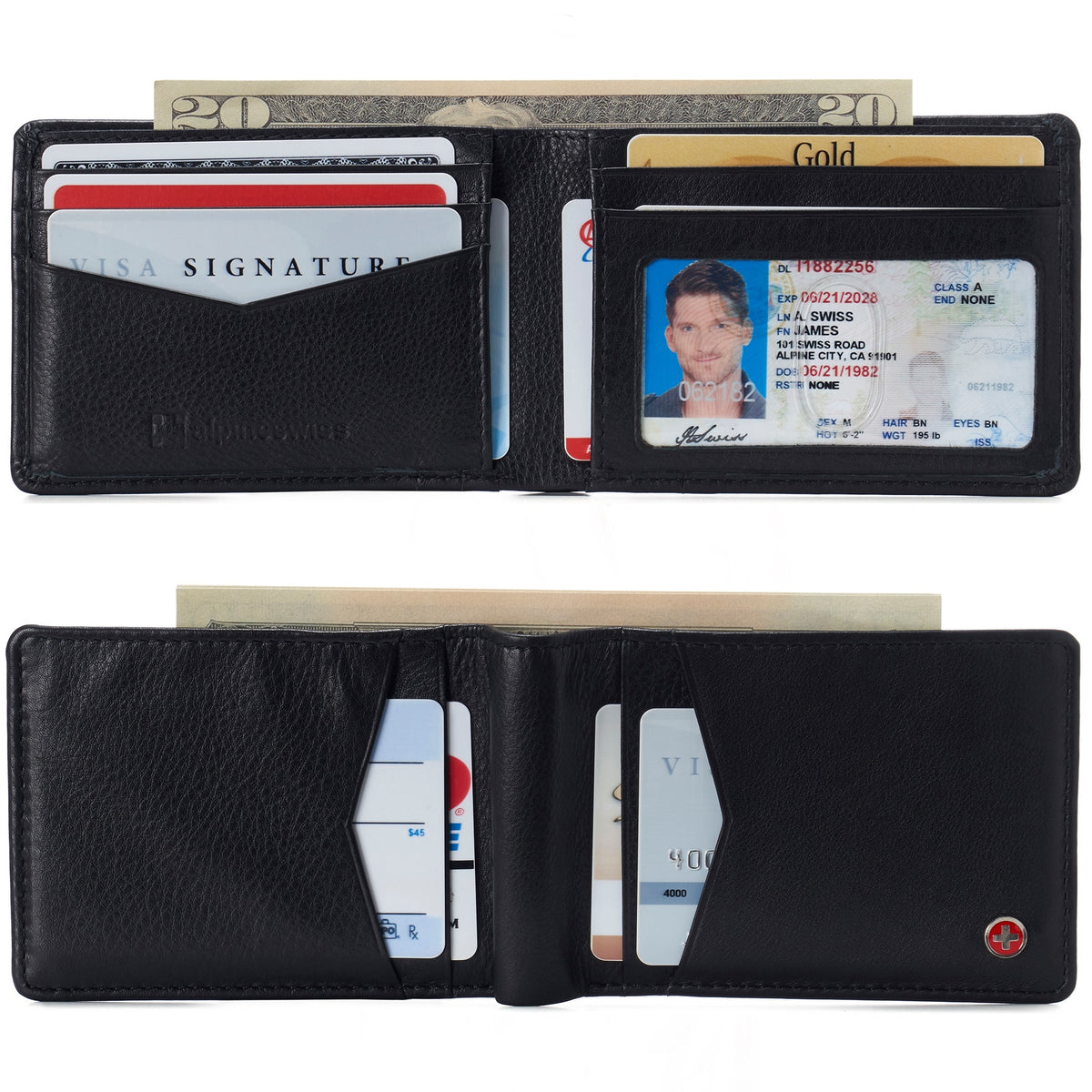 Alpine Swiss Delaney Slim Bifold Wallet – Black