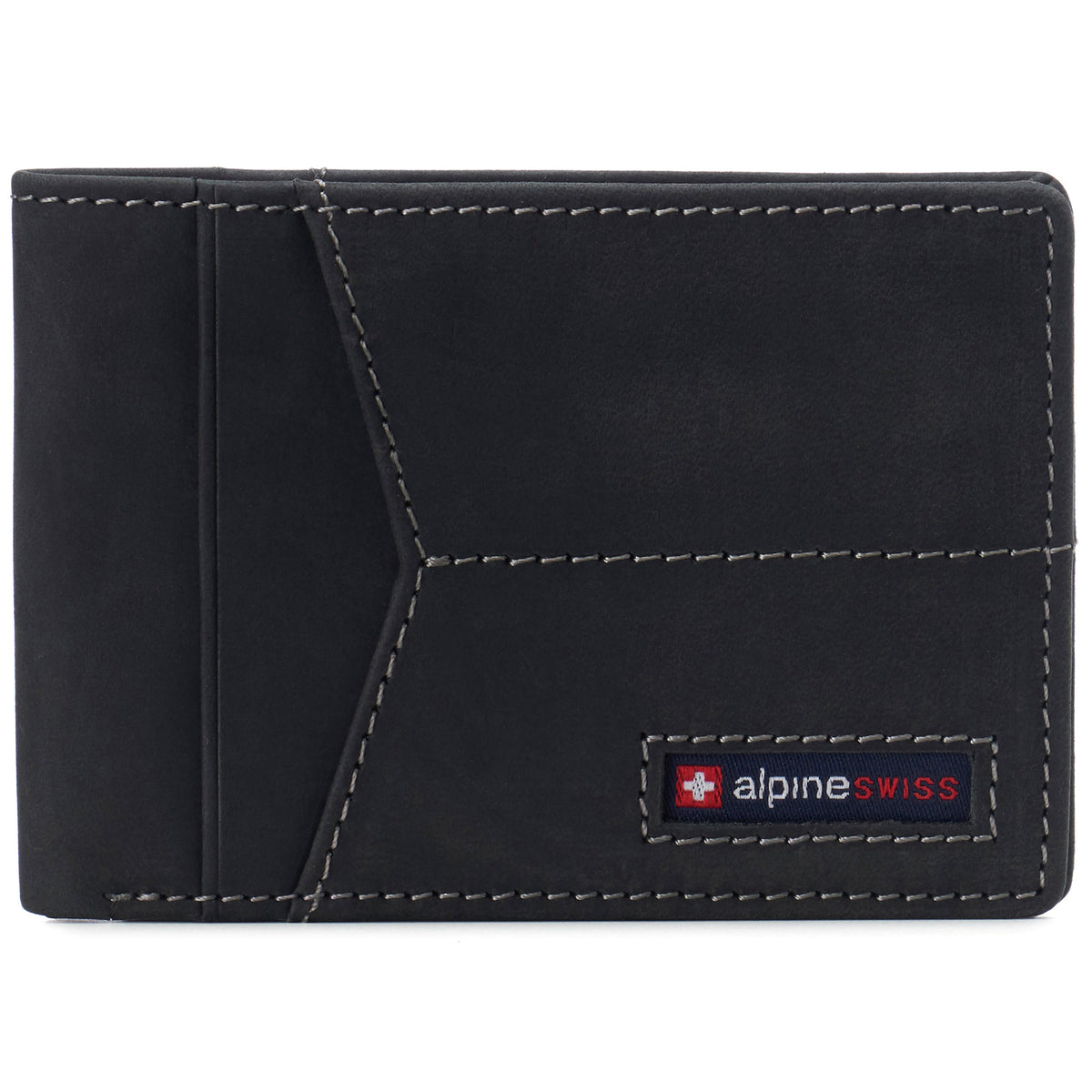 Alpine Swiss Delaney Slim Bifold Wallet – Nubuck Black
