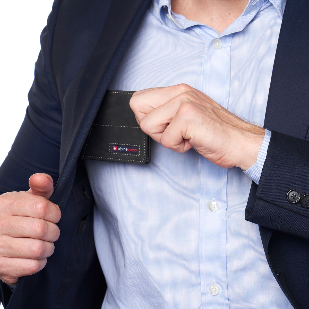 Alpine Swiss Delaney Slim Bifold Wallet – Nubuck Black