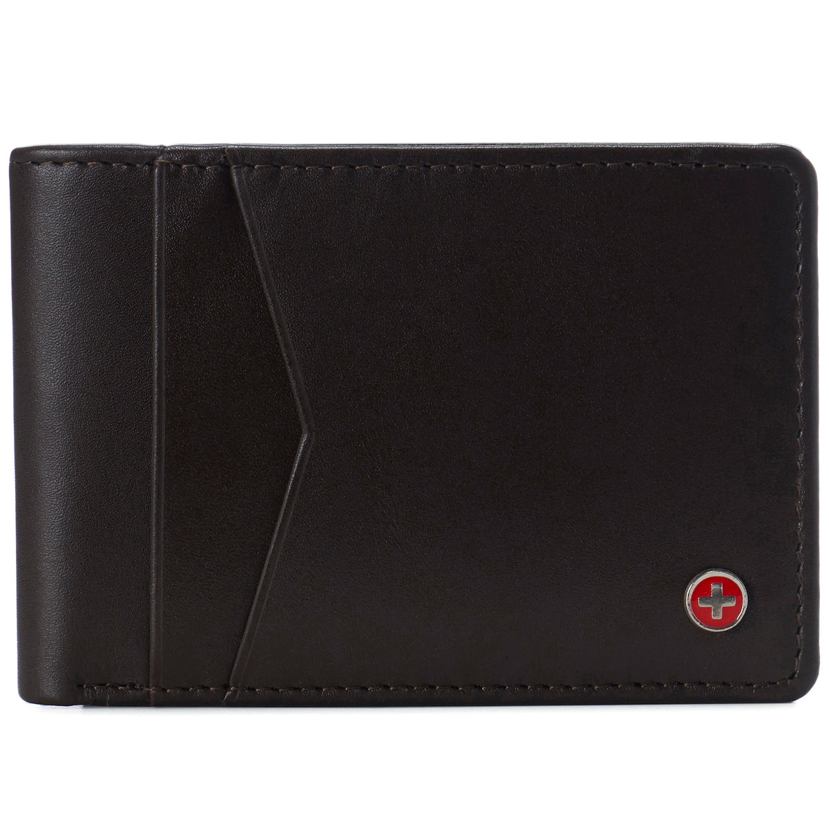 Alpine Swiss Delaney Slim Bifold Wallet – Smooth Finish Brown