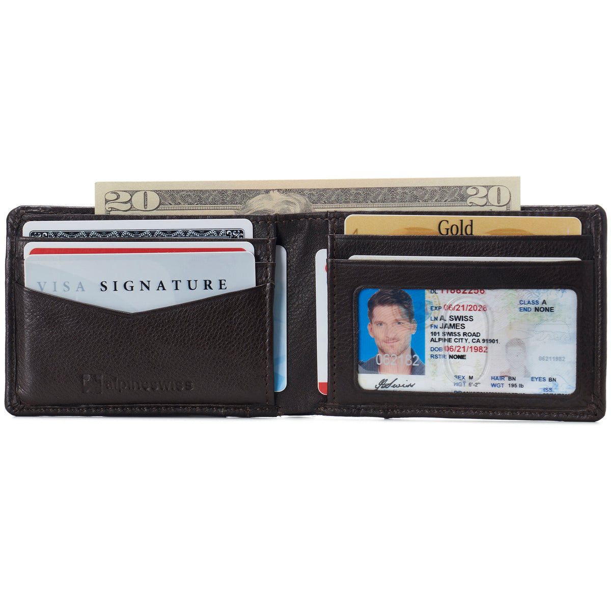 Alpine Swiss Delaney Slim Bifold Wallet – Brown