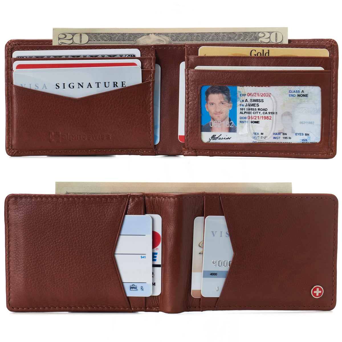 Alpine Swiss Delaney Slim Bifold Wallet – Tan