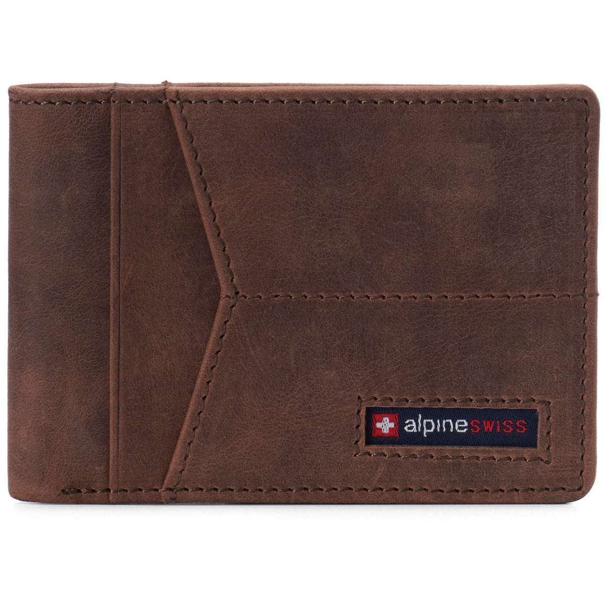 Alpine Swiss Delaney Slim Bifold Wallet – Nubuck Tan