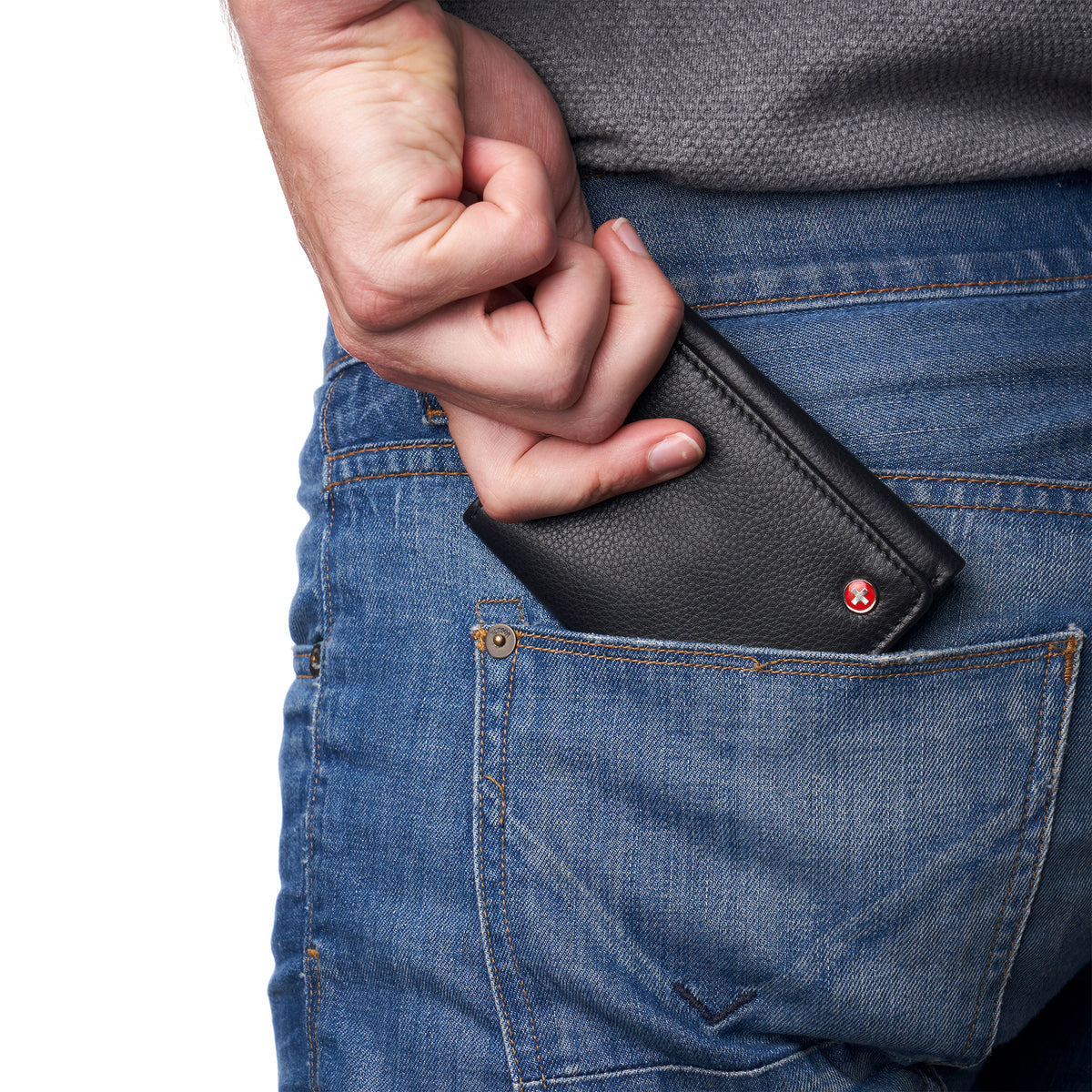 Alpine Swiss Men's Leon RFID Trifold Pocket Wallet – Black