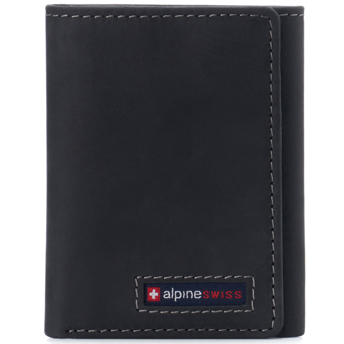 Alpine Swiss Men's Leon RFID Trifold Pocket Wallet – Nubuck Black
