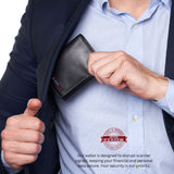 Alpine Swiss Men's Leon RFID Trifold Pocket Wallet – Glossy Nappa Black