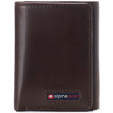 Alpine Swiss Men's Leon RFID Trifold Pocket Wallet – Glossy Nappa Brown