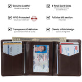 Alpine Swiss Men's Leon RFID Trifold Pocket Wallet – Glossy Nappa Brown
