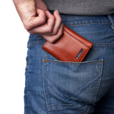 Alpine Swiss Men's Leon RFID Trifold Pocket Wallet – Glossy Nappa Tan