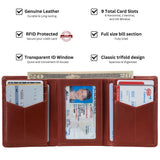 Alpine Swiss Men's Leon RFID Trifold Pocket Wallet – Glossy Nappa Tan