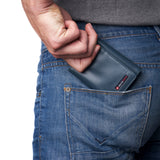 Alpine Swiss Men's Leon RFID Trifold Pocket Wallet – Glossy Nappa Teal