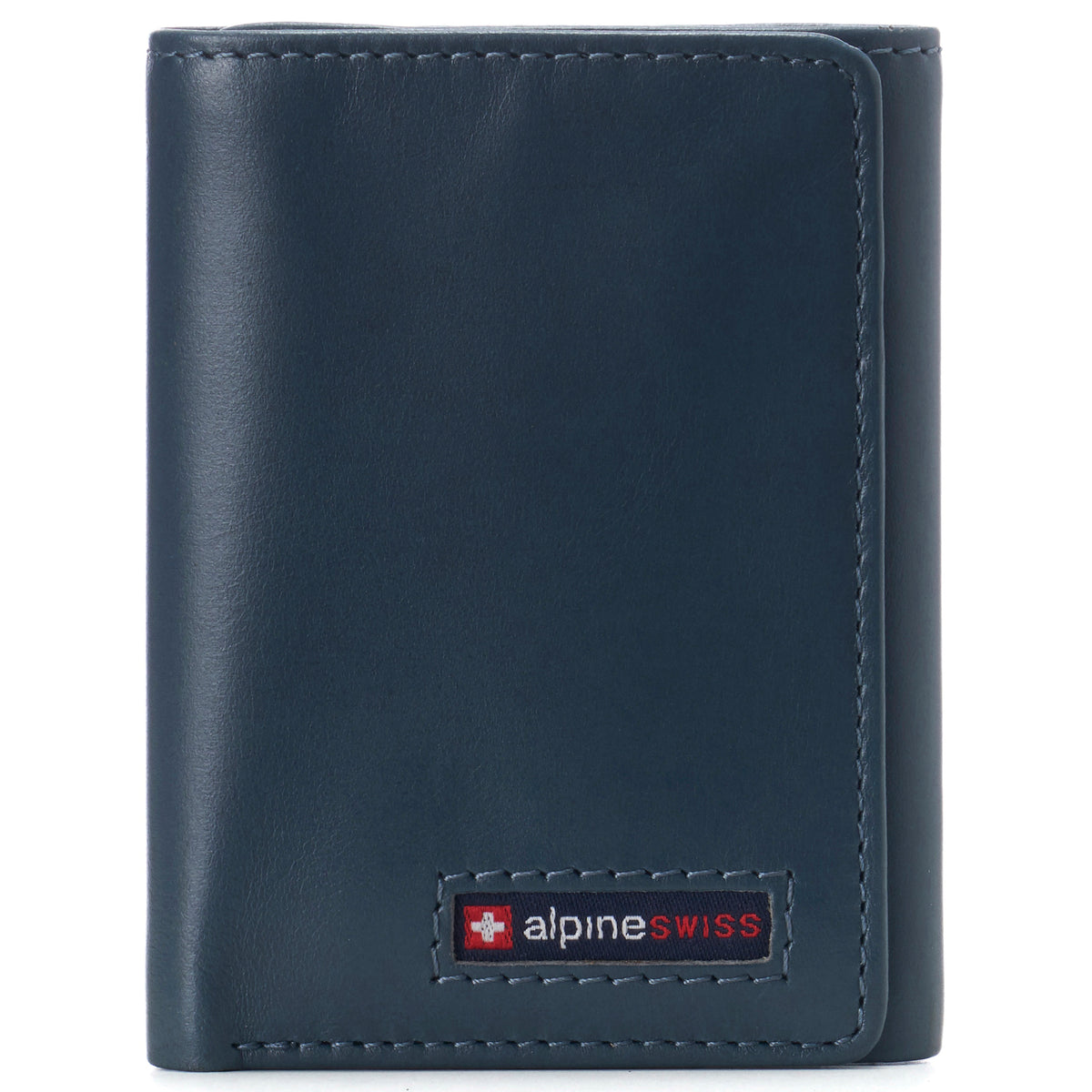 Alpine Swiss Men's Leon RFID Trifold Pocket Wallet – Glossy Nappa Teal