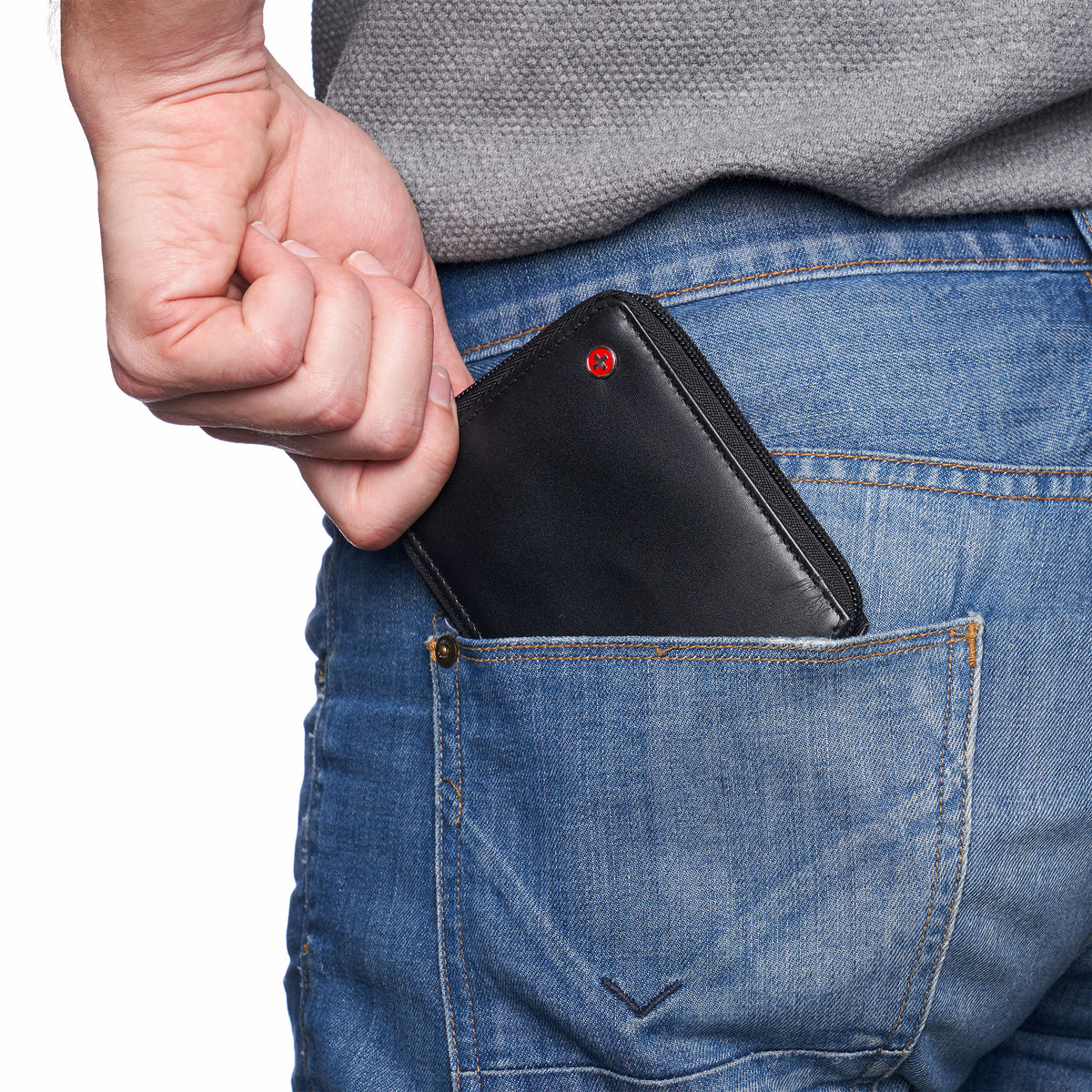 Alpine Swiss Logan Zipper Bifold Wallet – Smooth Finish Black