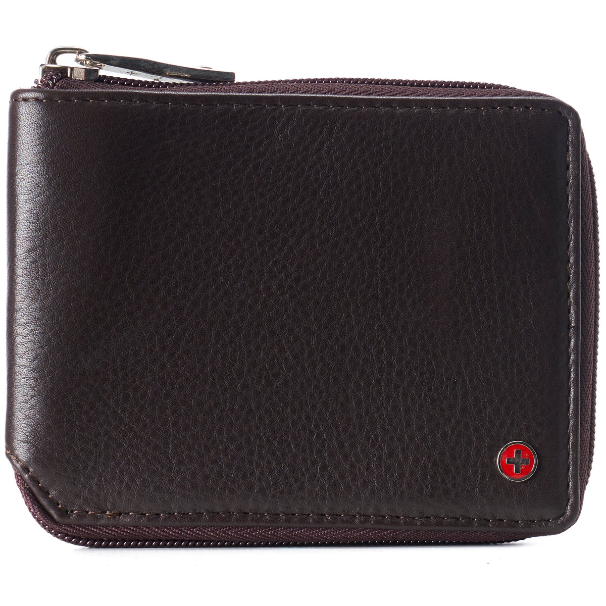 Alpine Swiss Logan Zipper Bifold Wallet – Brown