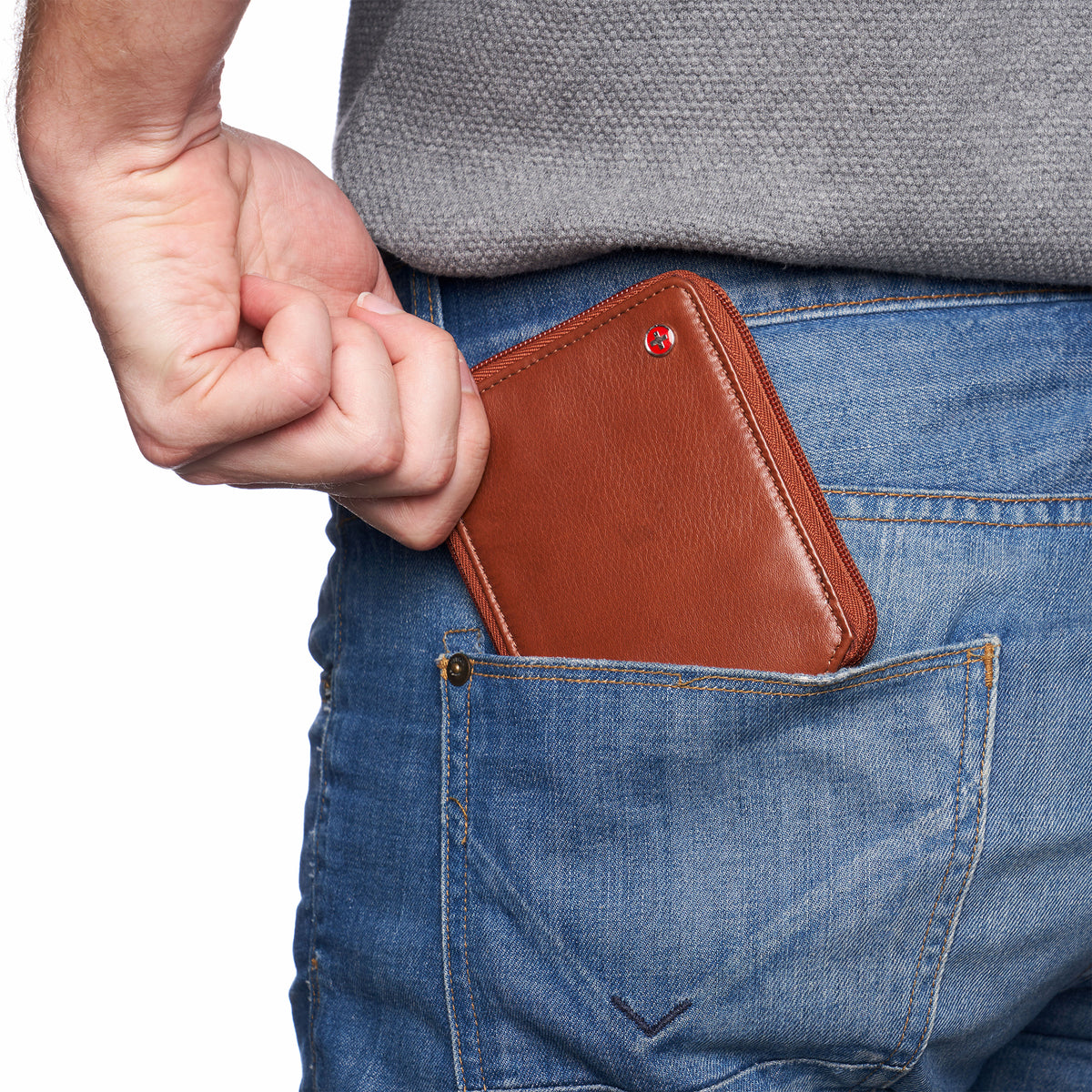 Alpine Swiss Logan Zipper Bifold Wallet – Tan