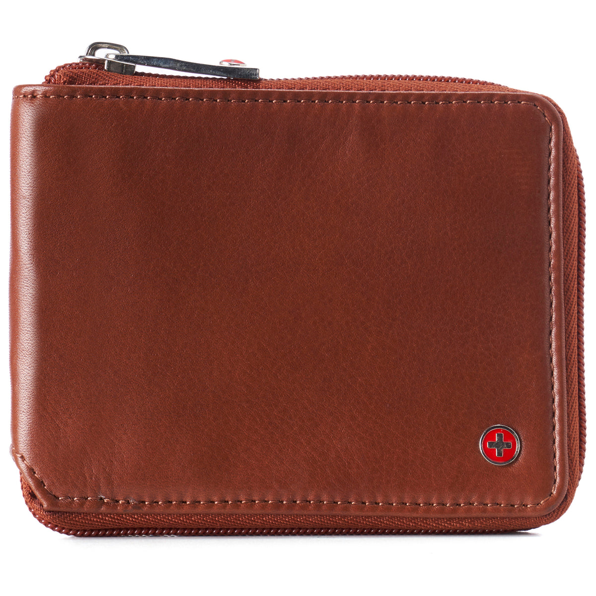 Alpine Swiss Logan Zipper Bifold Wallet – Tan
