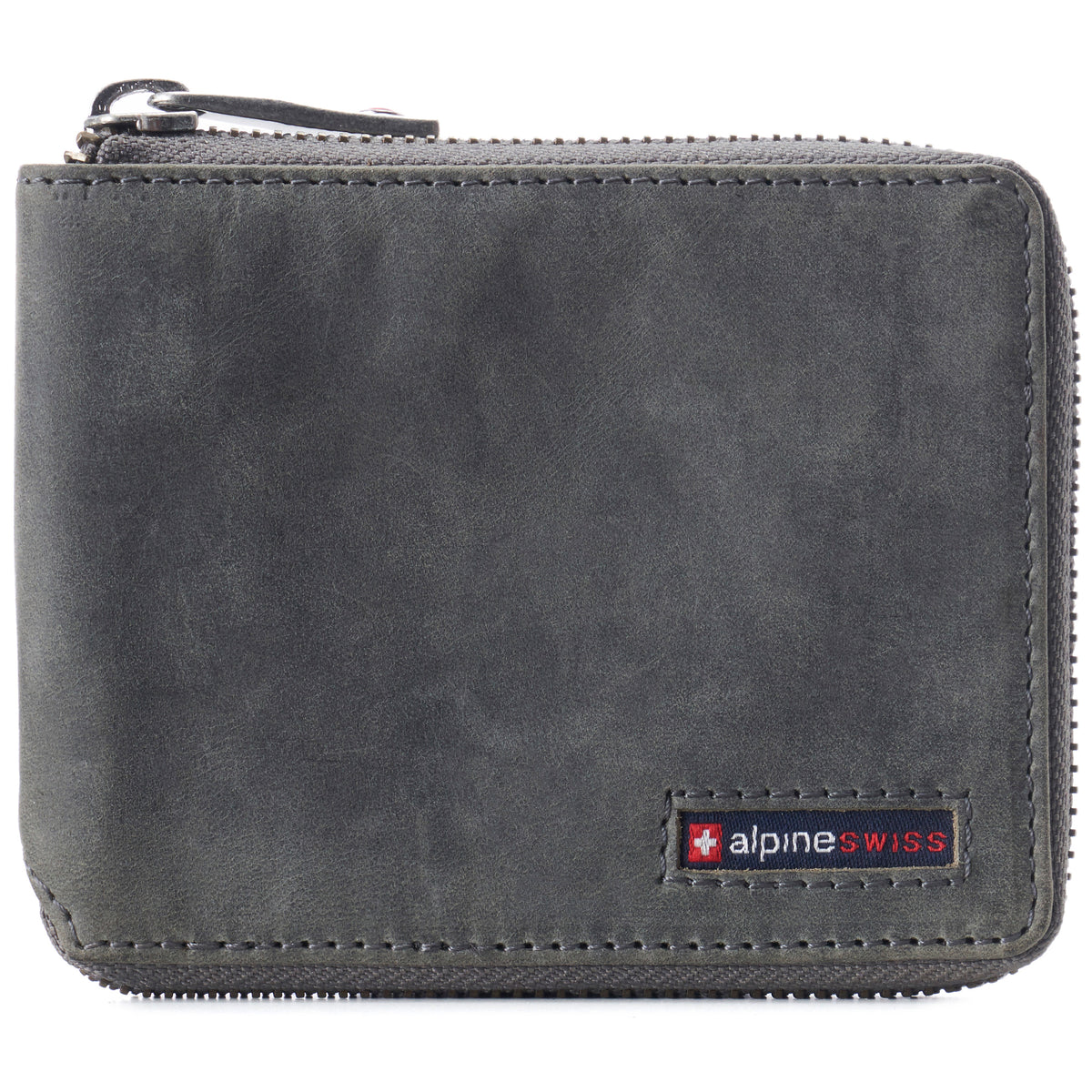 Alpine Swiss Logan Zipper Bifold Wallet – Nubuck Gray