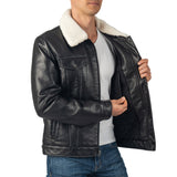 Alpine Swiss Aaron Mens Trucker Jacket – Faux Leather Black