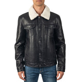 Alpine Swiss Aaron Mens Trucker Jacket – Faux Leather Black