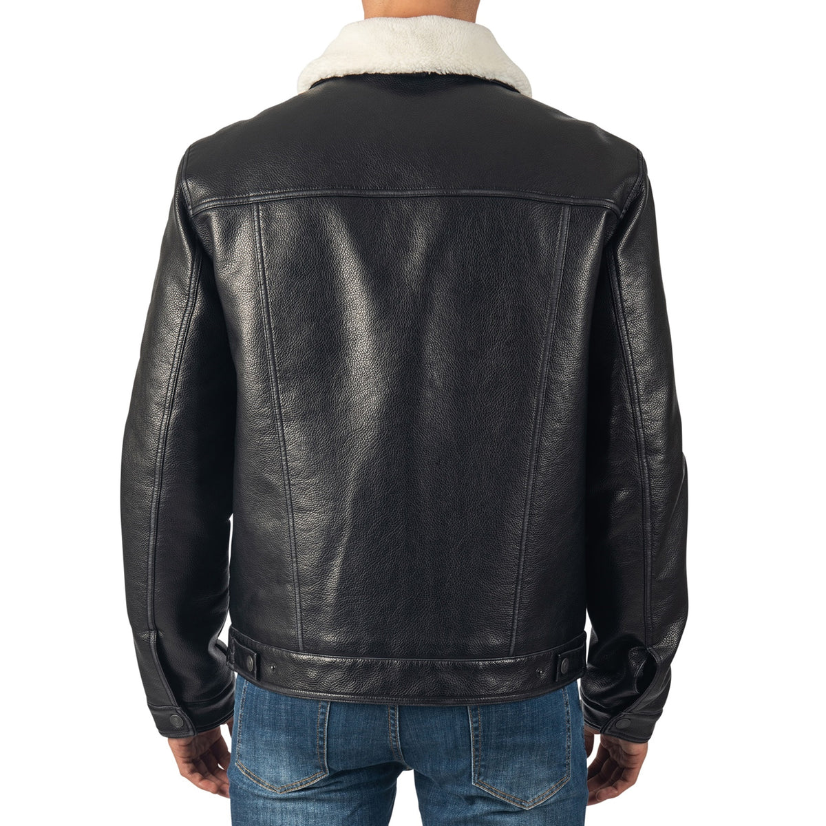 Alpine Swiss Aaron Mens Trucker Jacket – Faux Leather Black