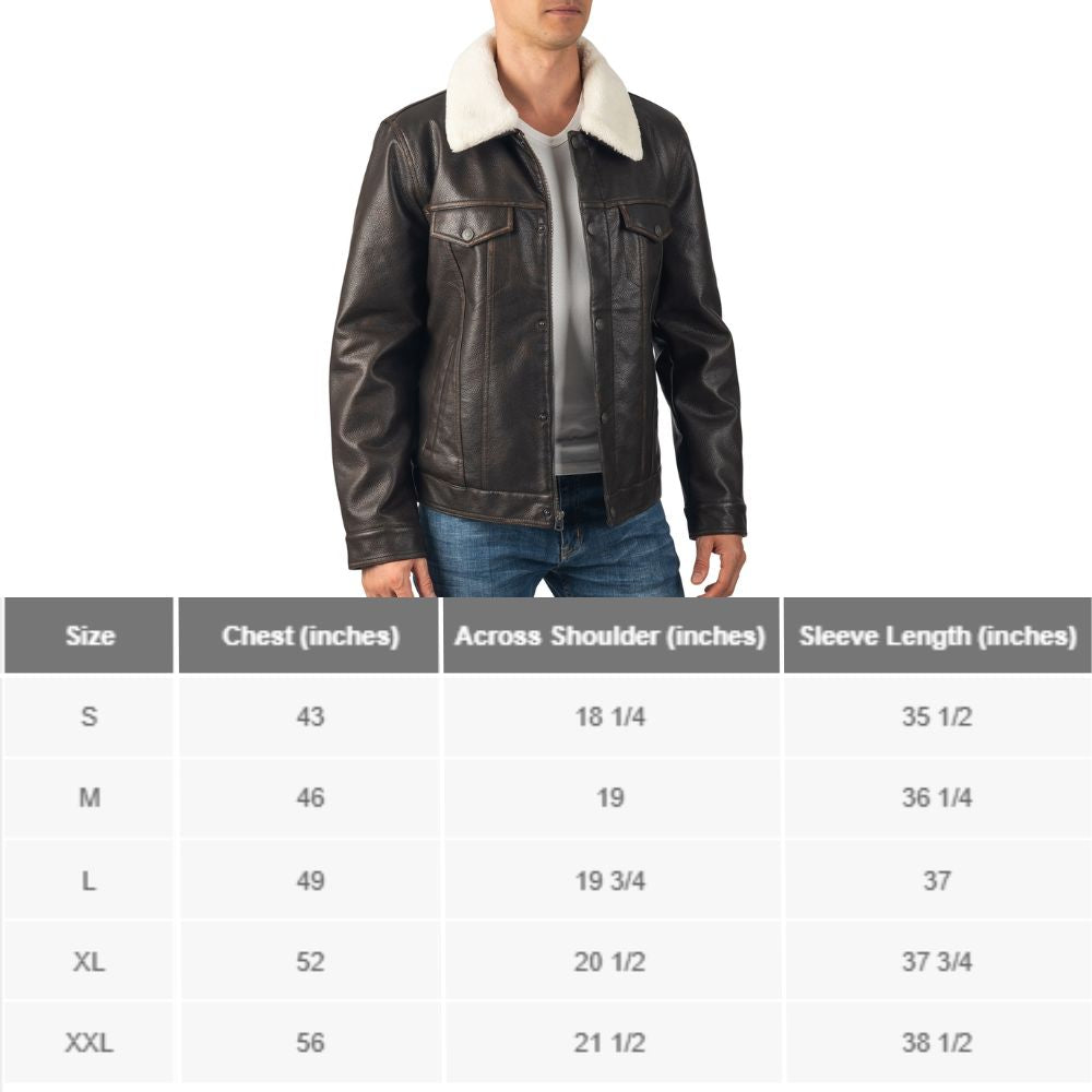 Alpine Swiss Aaron Mens Trucker Jacket – Faux Leather Brown