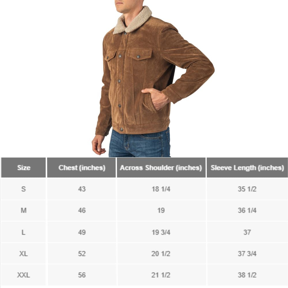 Alpine Swiss Aaron Mens Trucker Jacket – Faux Suede Tan