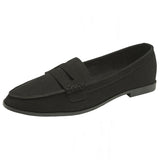 Alpine Swiss Abby Womens Penny Loafers Slip On Flats Comfortable Office Shoes – Black