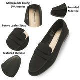 Alpine Swiss Abby Womens Penny Loafers Slip On Flats Comfortable Office Shoes – Black